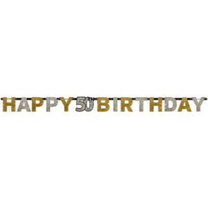Glitterfeest 50 Jaar Letter Banner - 2m Glitterfeest 50 Jaar Letter Banner - 2m